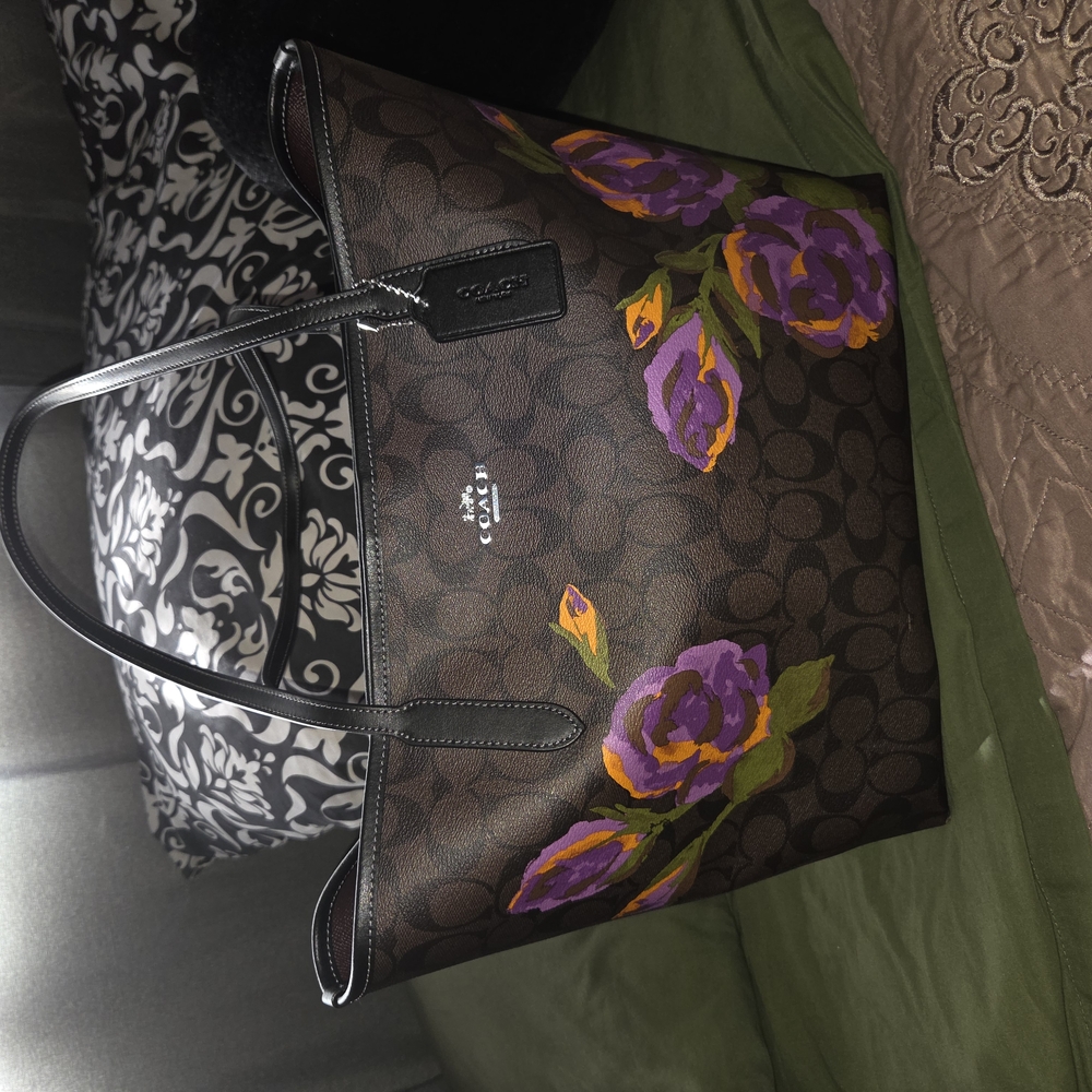 Coach Brown Floral Tote Bag